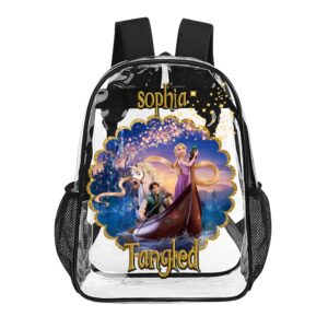 Personalized Tangled Princess Transparent Bag 17 inch 2024 New Clear Backpack Cool Kiddo 10