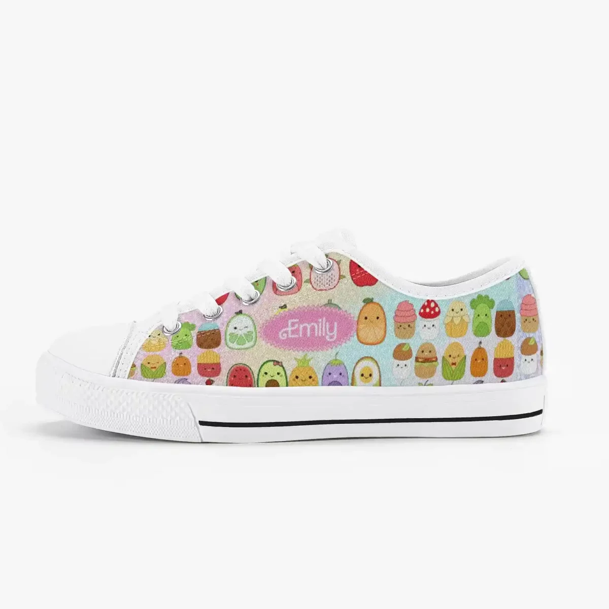 Personalized Squishmallows Food Canvas Low-Top Sneakers for kids. Colorful Casual Shoes Cool Kiddo 16