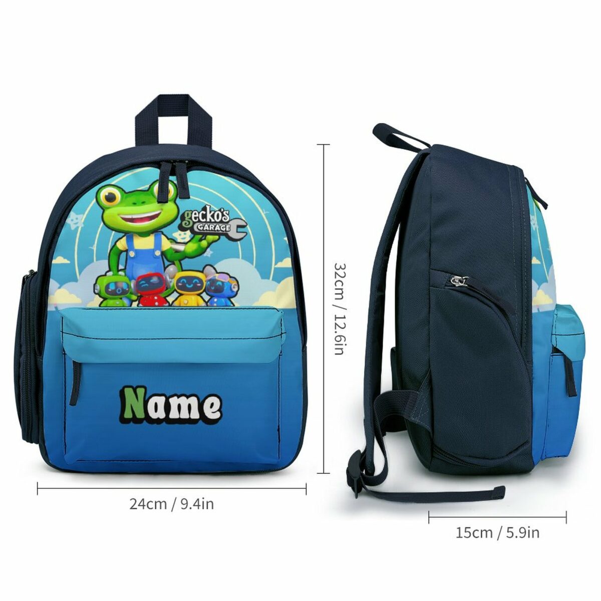 Personalized Gecko’s Garage Characters Blue Children’s School Bag – Toddler’s Backpack Cool Kiddo 12