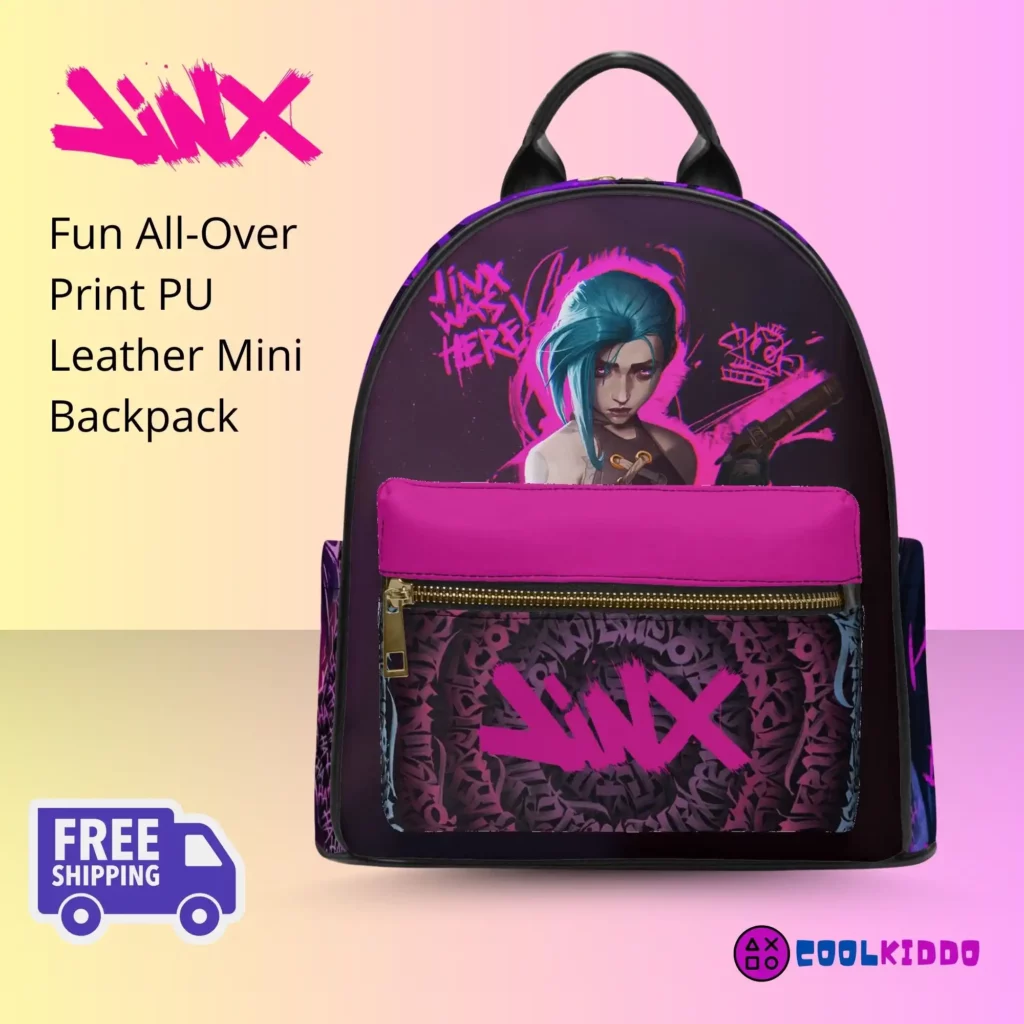 Jinx Character LoL Art Graffiti Style Mini Leather Backpack for Girls/Youth Cool Kiddo Jinx Character LoL Art Graffiti Style Mini Leather Backpack for Girls/Youth