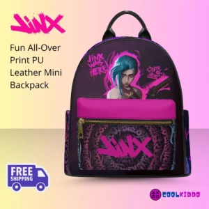 Jinx Character LoL Art Graffiti Style Mini Leather Backpack for Girls/Youth Cool Kiddo