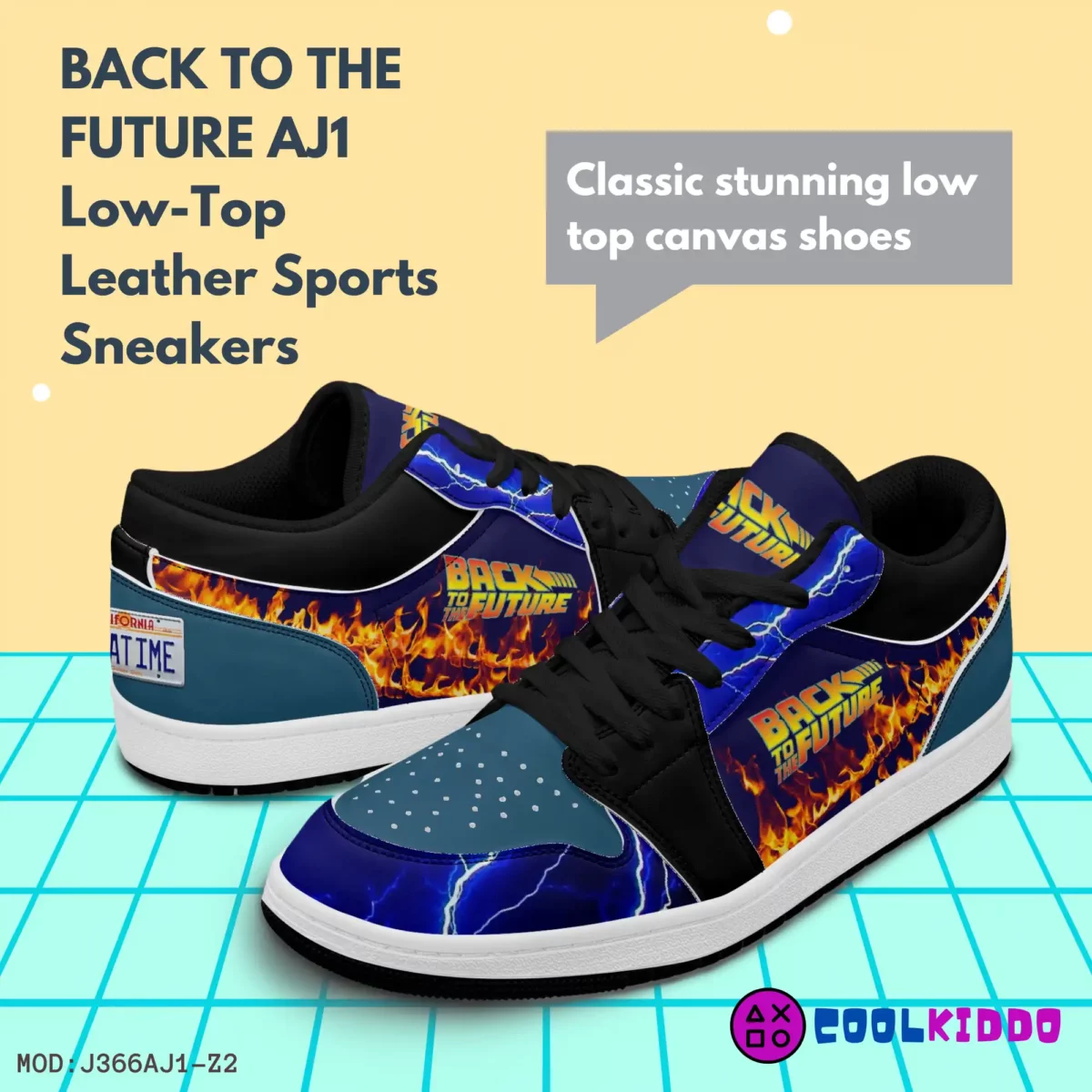 Back to the Future Movie Inspired Low-Top Leather Sneakers – Vintage Print Shoes for Youth/Adults Cool Kiddo 10
