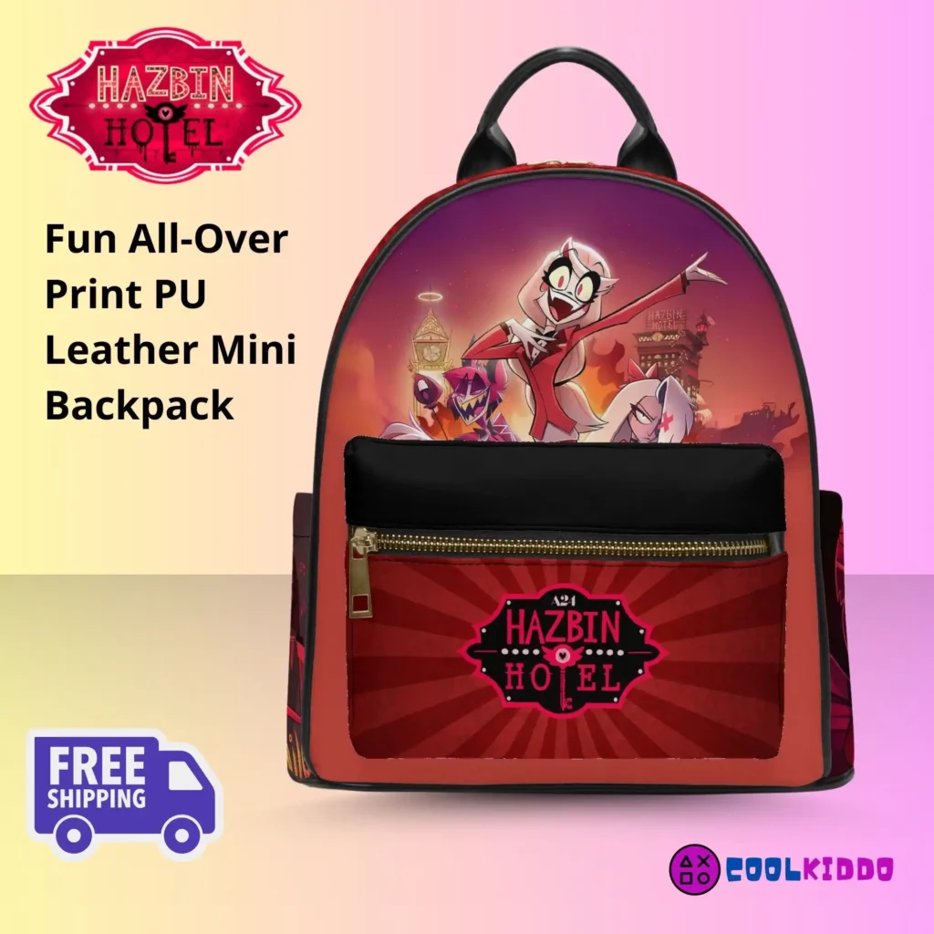 Hazbin Hotel Characters Print Mini Leather Backpack for Girls/Youth