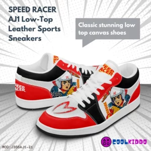 Speed Racer Cartoon Series – Comic Inspired Low-Top Leather Sneakers for youth / adults Cool Kiddo