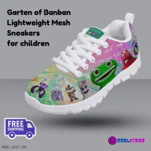 Personalized Garten of Banban Video Game Lightweight Multicolor Mesh Blue Sneakers for kids/youth Cool Kiddo