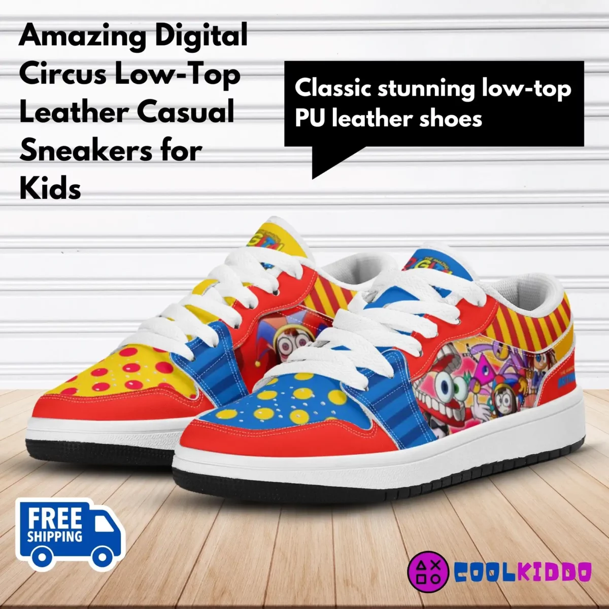 Personalized The Amazing Digital Circus Leather Low-Top Sneakers for Kids | Unisex Casual Shoes Cool Kiddo 10