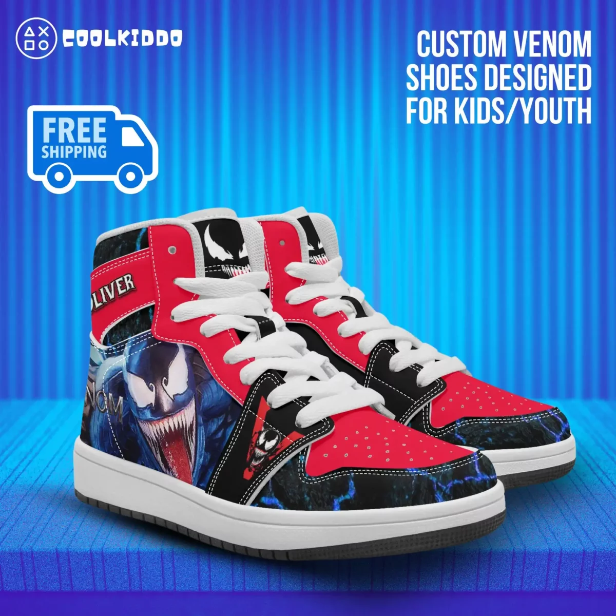 Personalized Venom Character High-Top Leather Children/Youth Shoes Cool Kiddo 10