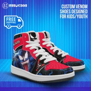 Personalized Venom Character High-Top Leather Children/Youth Shoes Cool Kiddo