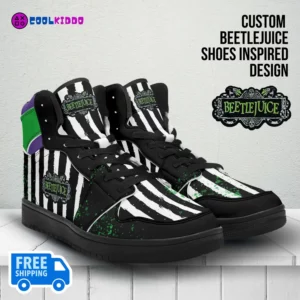 Custom Beetlejuice Movie Inspired High-Top Leather Sneakers, Unisex Casual Shoes for any season Cool Kiddo 10