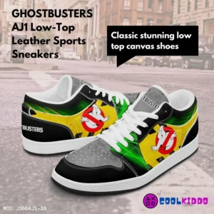 Custom Ghostbusters Movie Inspired AJ1 Low-Top Leather Sneakers | Gift for youth / adults Cool Kiddo 10
