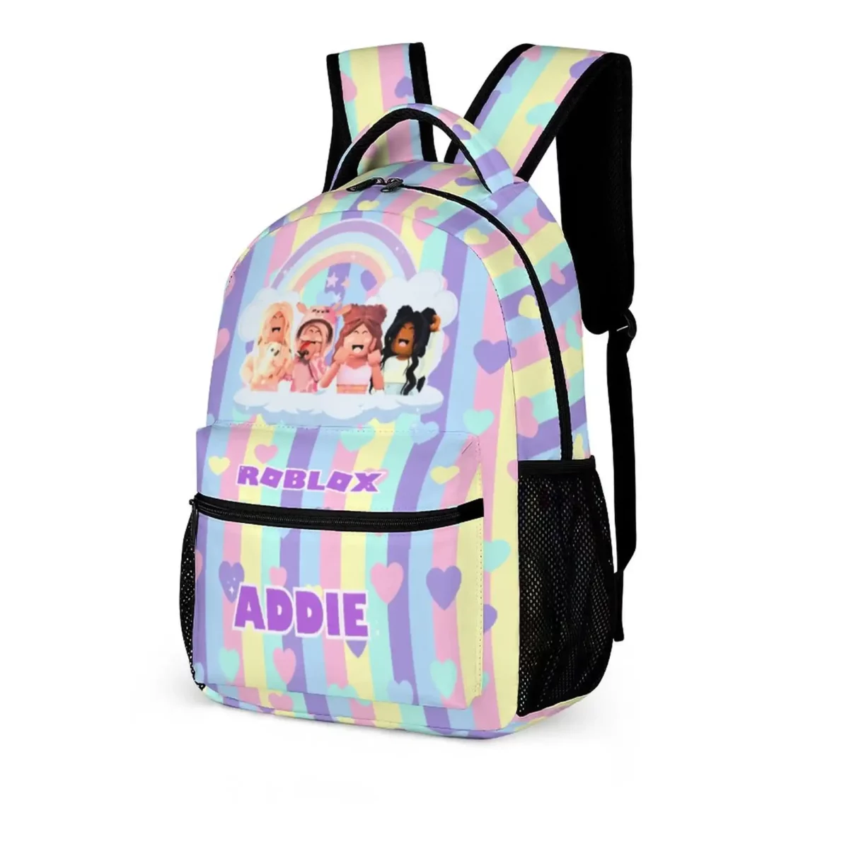 Personalized Pastel Colors, Hearted Roblox Girls Backpack Customizable name Cool Kiddo 18