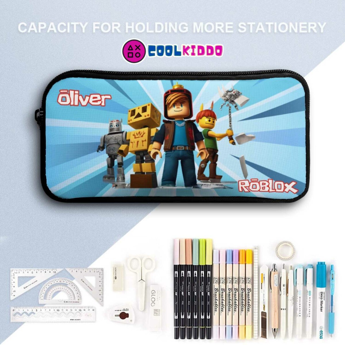 Personalized Roblox Blue Book Bag for Kids – Three-Piece Set: Backpack, Lunch Bag, and Pencil Case Cool Kiddo 20