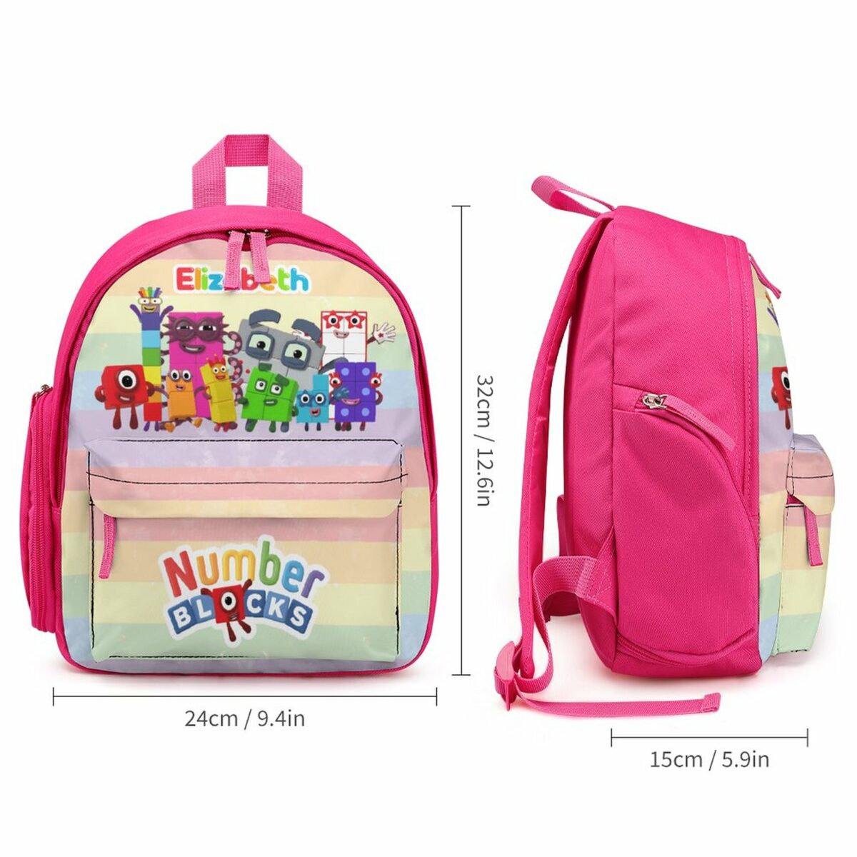 Personalized Number Blocks Children’s School Bag – Pink Toddlers Backpack Cool Kiddo 12