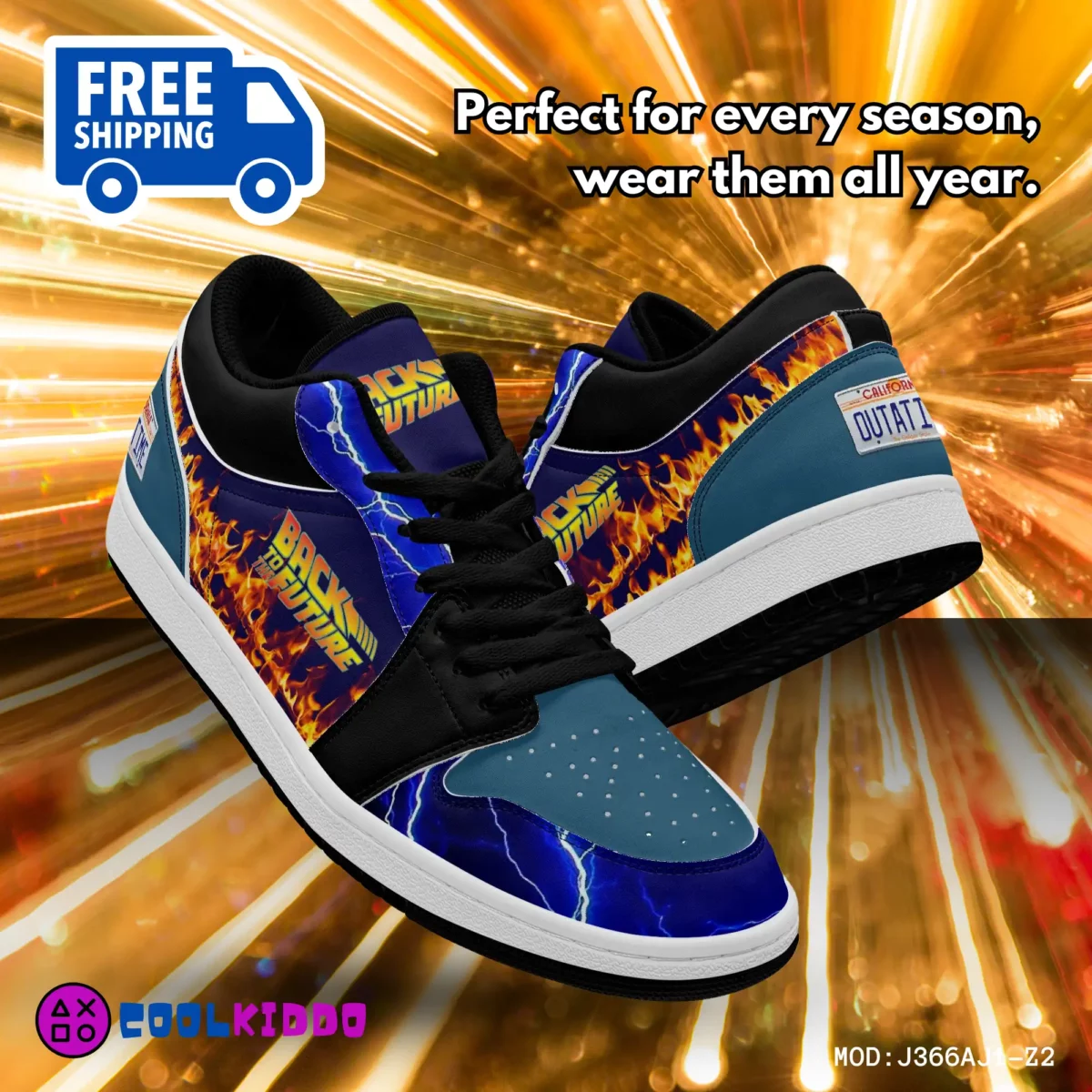Back to the Future Movie Inspired Low-Top Leather Sneakers – Vintage Print Shoes for Youth/Adults Cool Kiddo 20