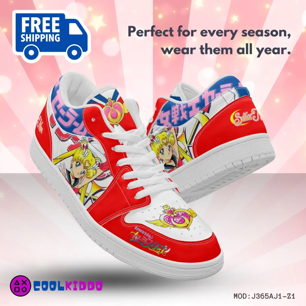 Salior Moon Anime Series Inspired Low-Top Leather Sneakers for youth/adults. Character Print Shoes Cool Kiddo 16