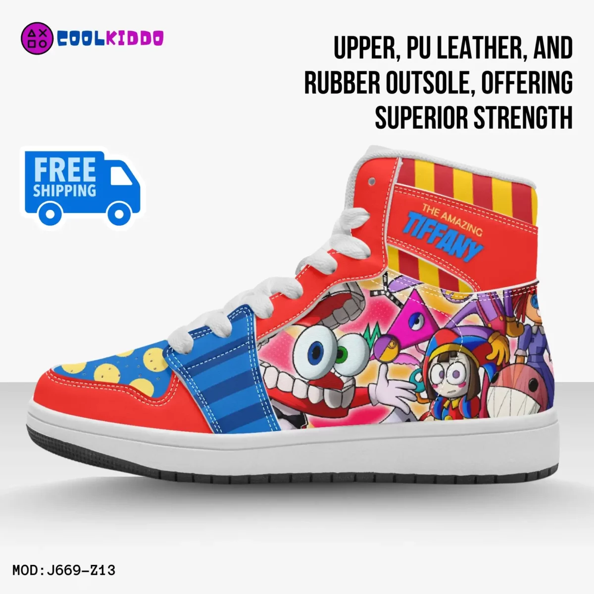 Personalized Name The Amazing Digital Circus Inspired High-Top Shoes, Leather Sneakers for Kids Cool Kiddo 12