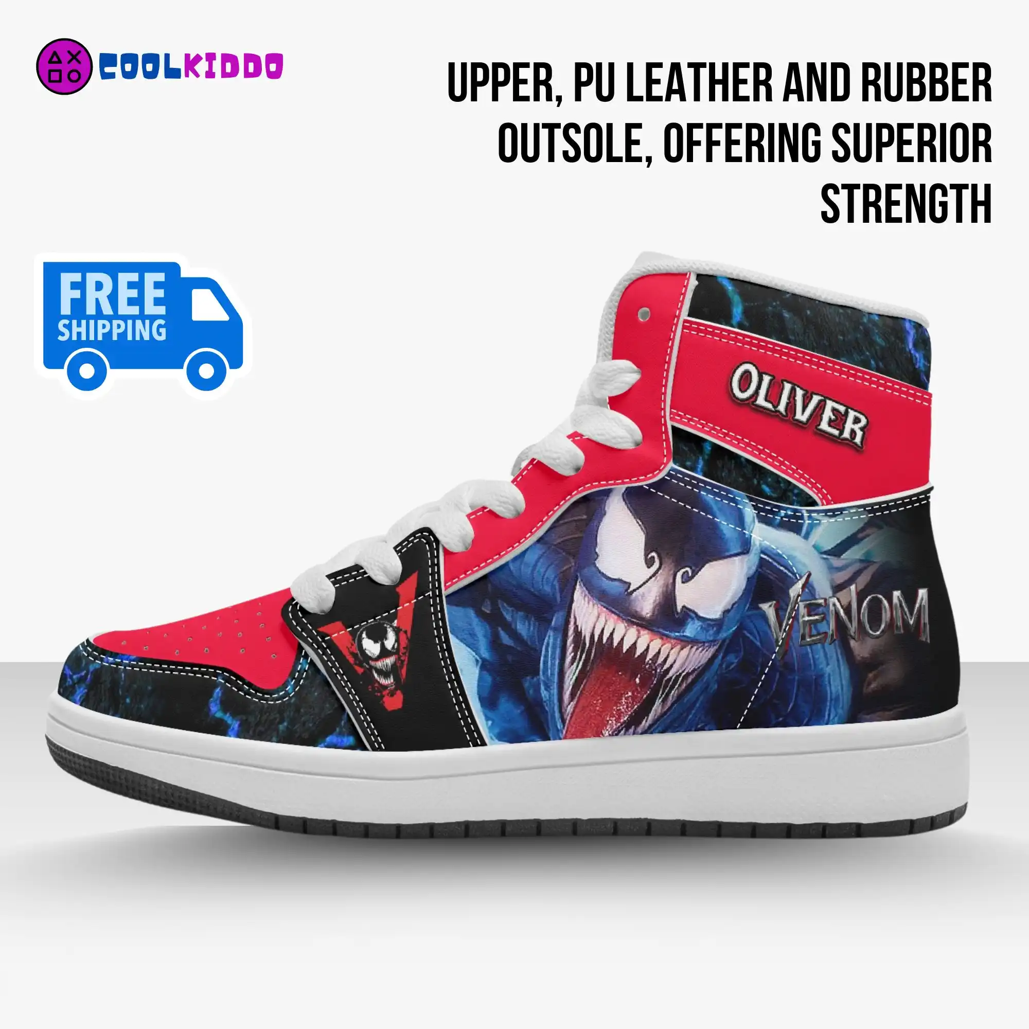 Personalized Venom Character High-Top Leather Children/Youth Shoes 