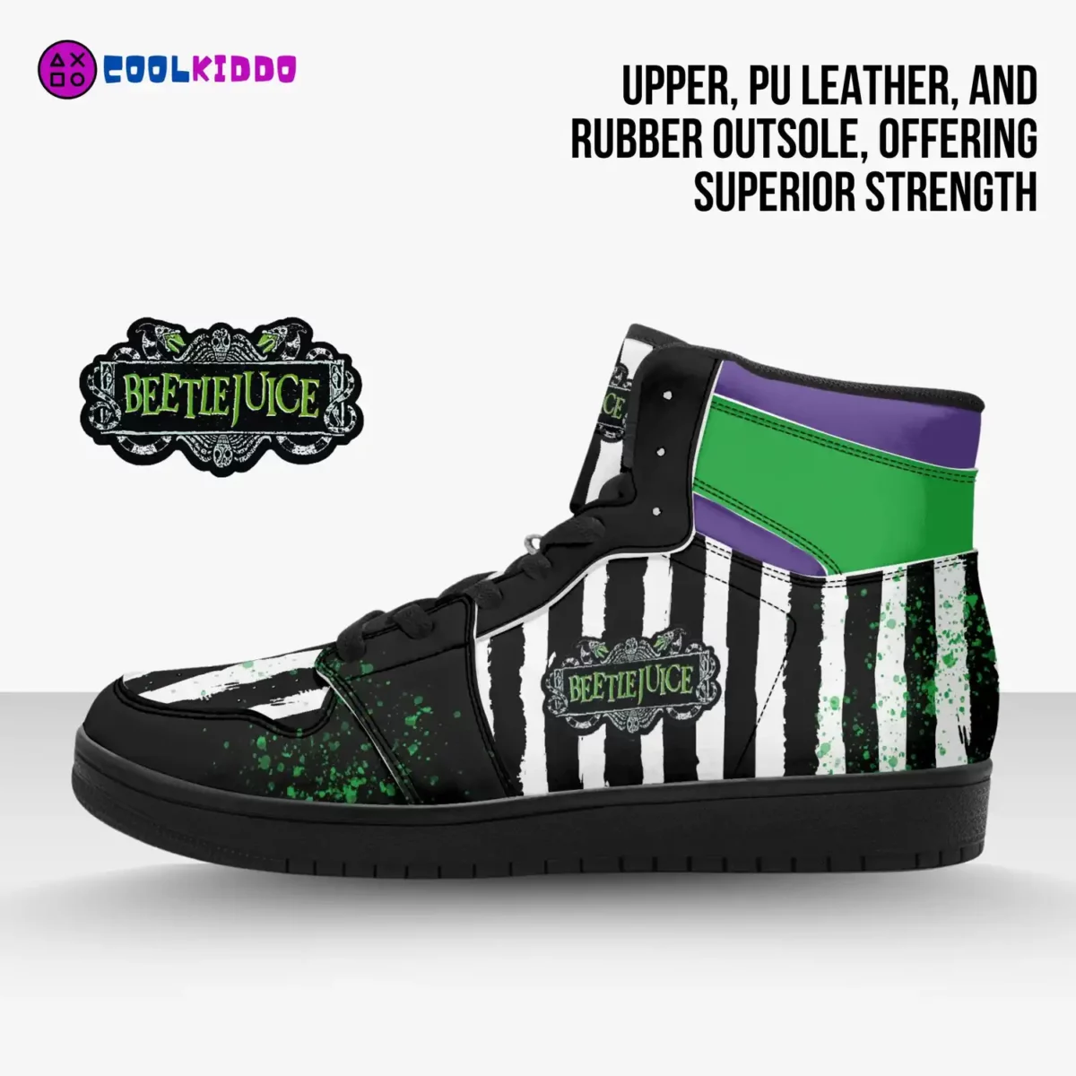 Custom Beetlejuice Movie Inspired High-Top Leather Sneakers, Unisex Casual Shoes for any season Cool Kiddo 12