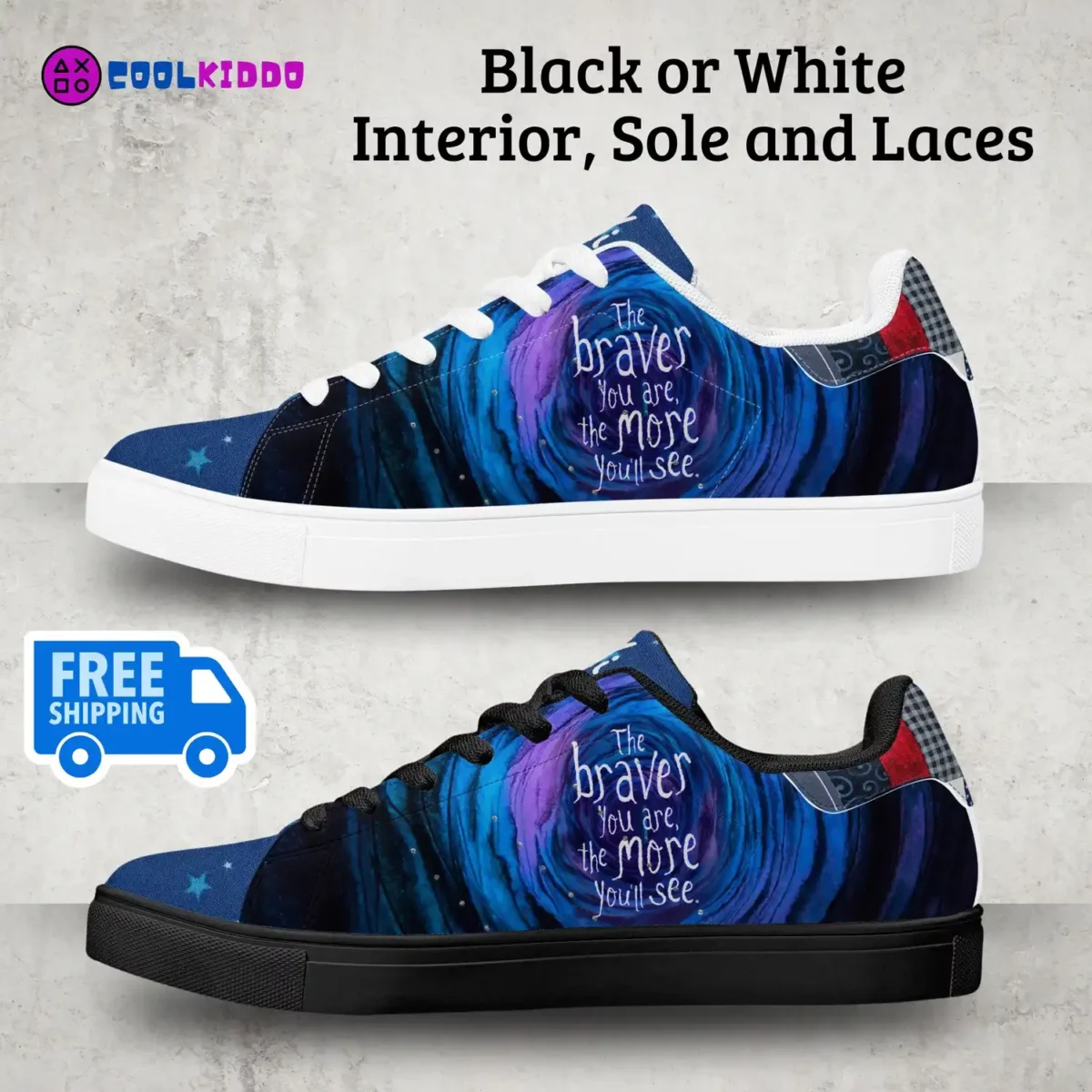 Custom Coraline Movie Inspired Classic Low-Top Leather Sneakers – White/Black – Unisex Casual Shoes Cool Kiddo 14