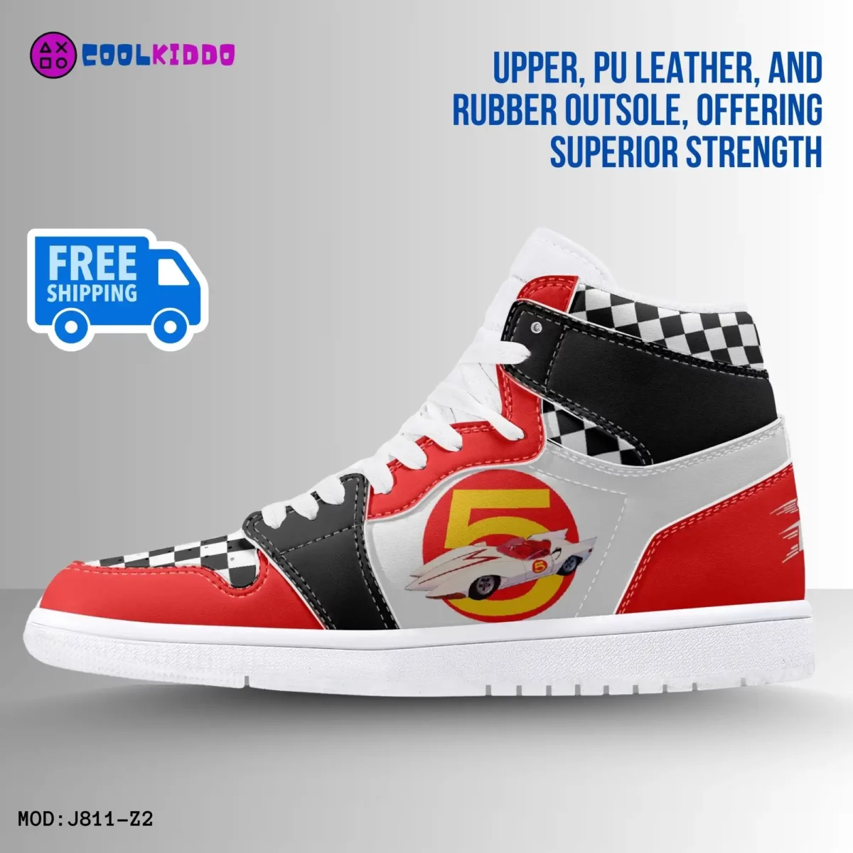 Custom Speed Racer Character High-Top Leather Sneakers Cool Kiddo 12