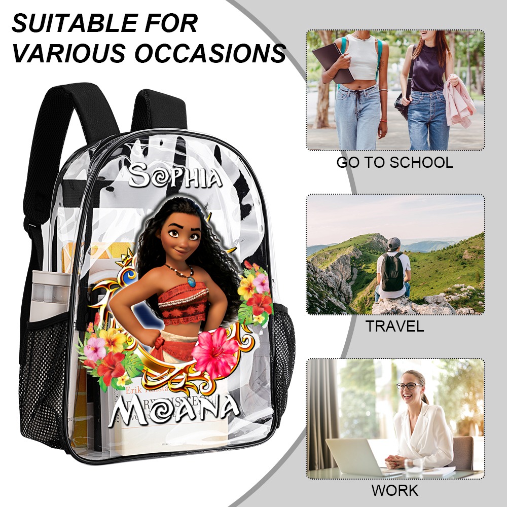 Personalized Disney’s Princess Moana – Transparent Bag 17 inch 2024 New Backpack Cool Kiddo 20