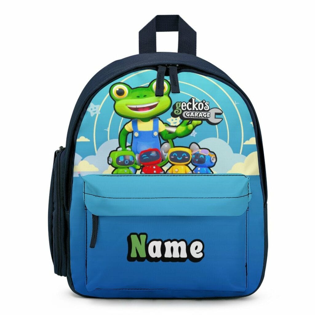 Personalized Gecko’s Garage Characters Blue Children’s School Bag – Toddler’s Backpack Cool Kiddo Personalized Gecko's Garage Characters Blue Children's School Bag - Toddler's Backpack