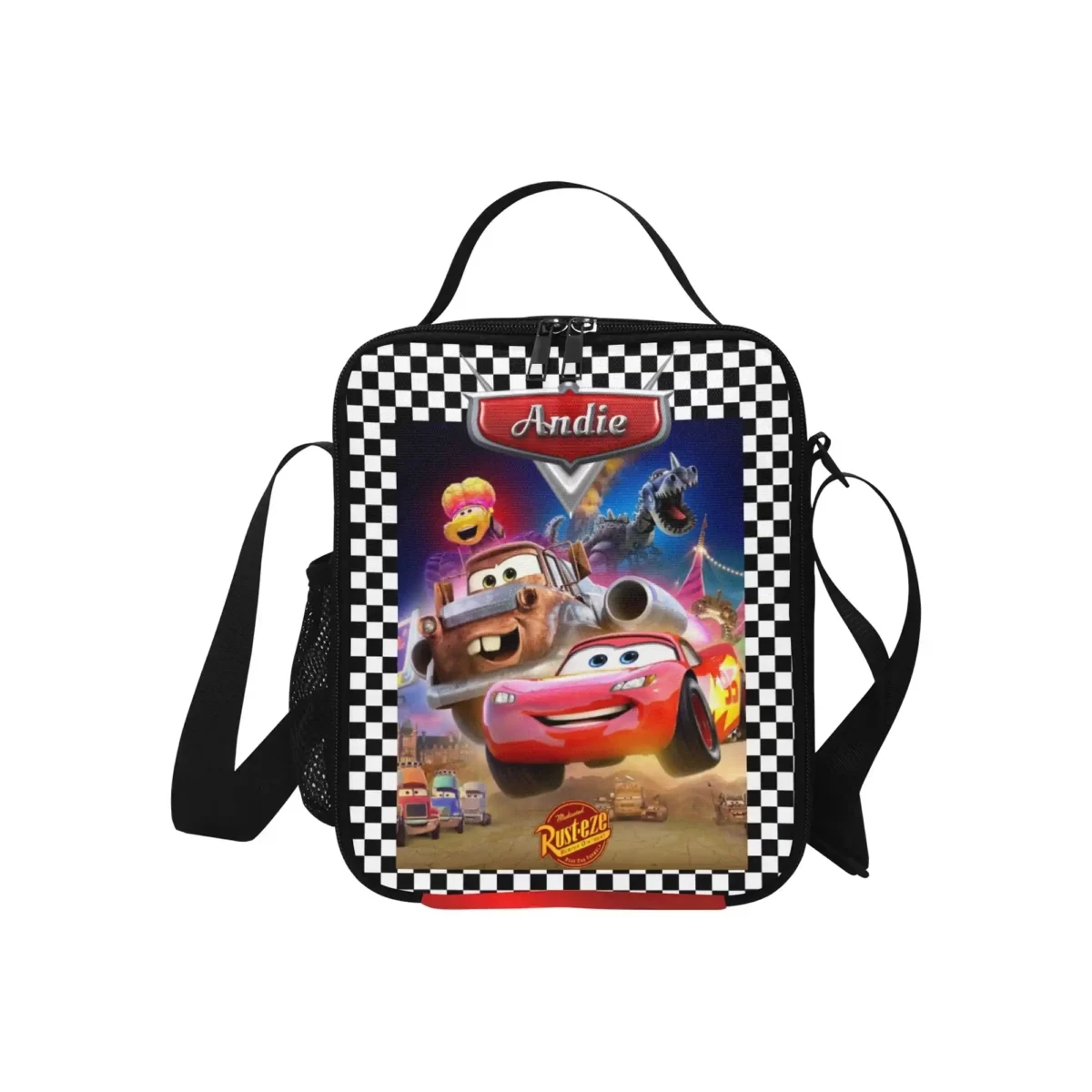 Personalized Lightning McQueen Lunch Bag for kids. Insulated interior Lunchbox from Cars Cartoon Cool Kiddo 16
