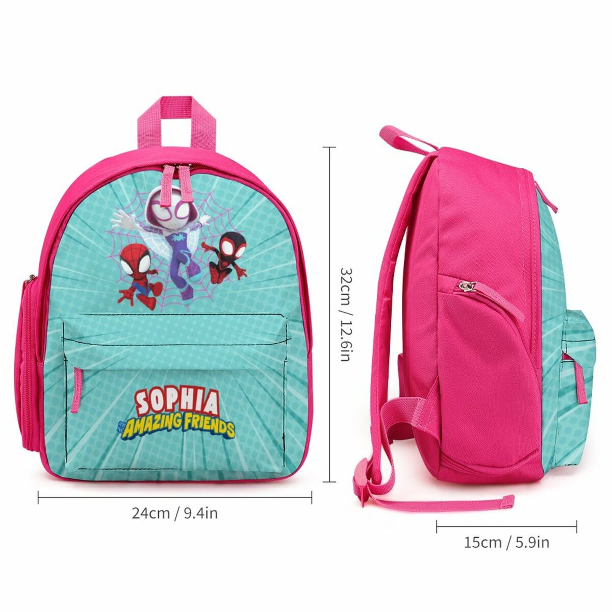 Spidey and his Amazing Friends Children’s Pink School Bag – Personalized Toddler’s Backpack Cool Kiddo 12