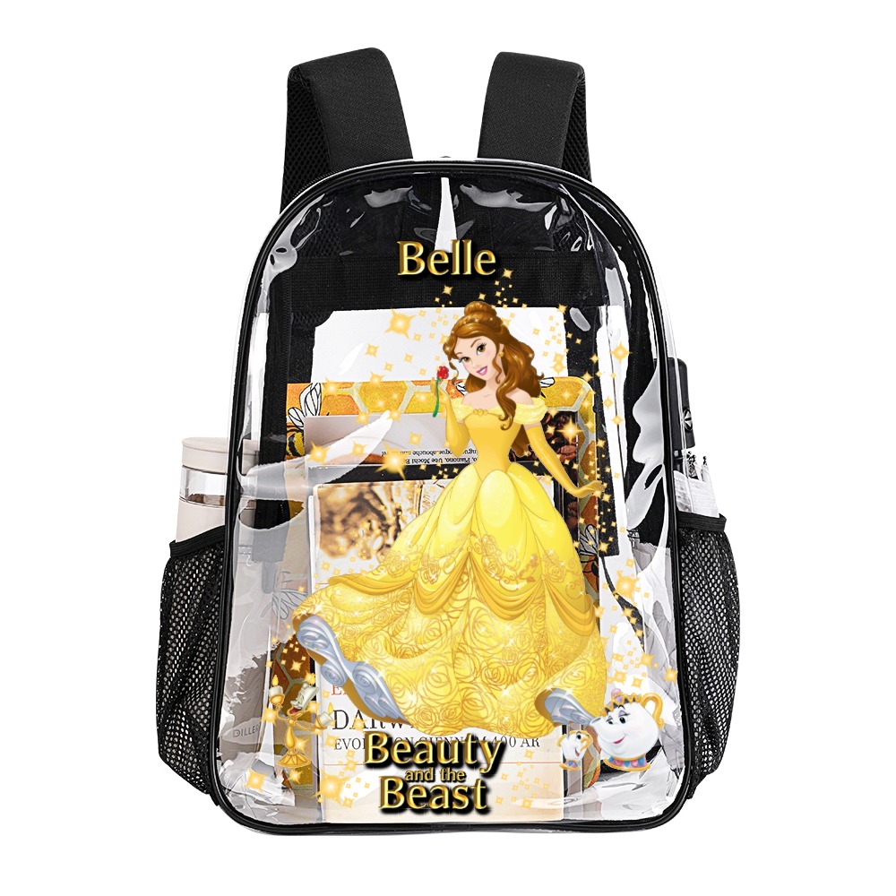 Belle from The Beauty and the Beast – Transparent Bag 17 inch 2024 New Clear Backpack Cool Kiddo 20