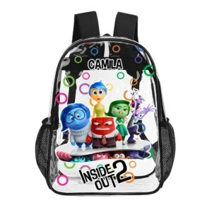 Personalized Inside Out 2 Movie Customizable Transparent Book Bag 17 inch 2024 New Clear Backpack Cool Kiddo