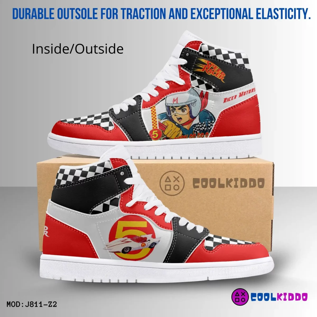 Custom Speed Racer Character High-Top Leather Sneakers Cool Kiddo 14