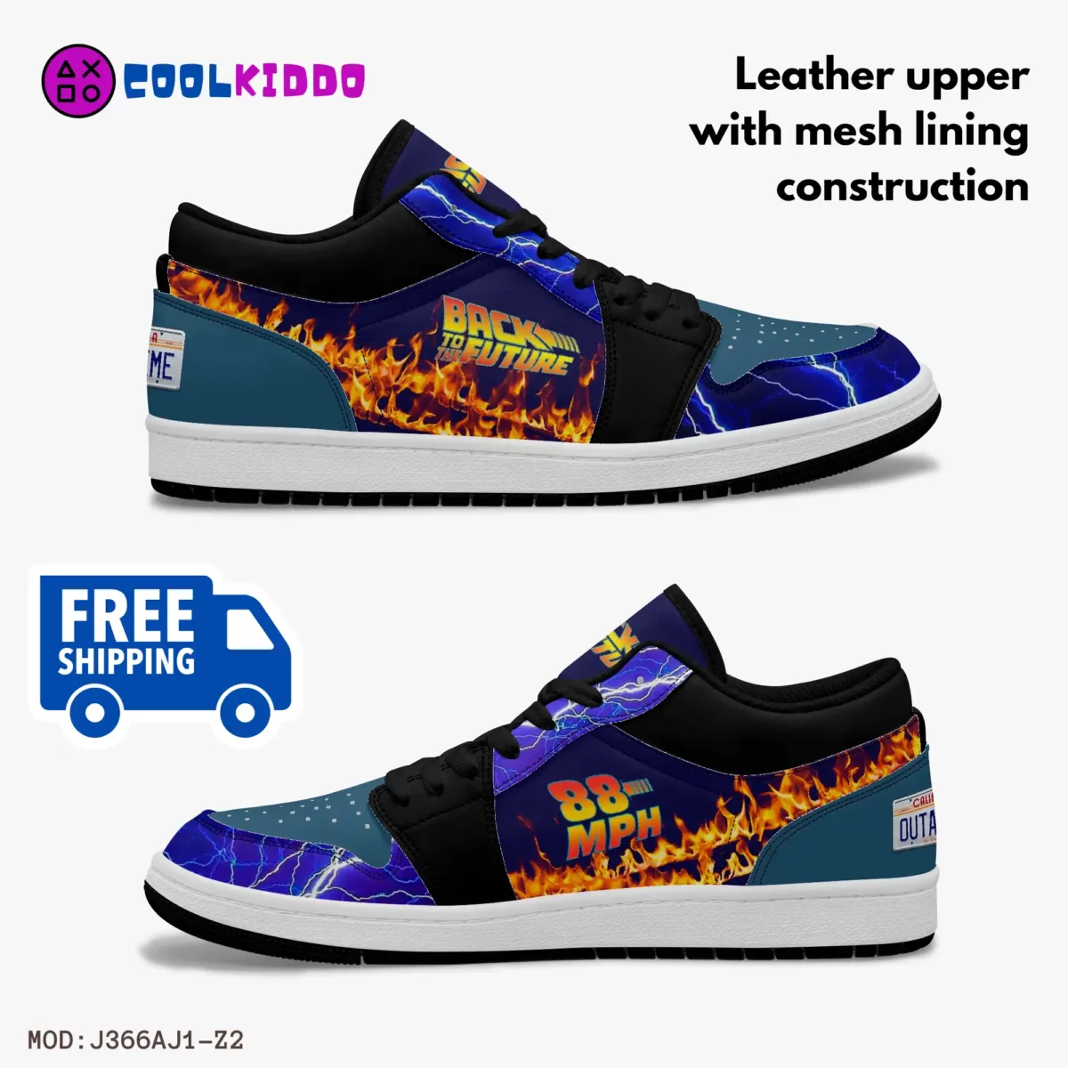 Back to the Future Movie Inspired Low-Top Leather Sneakers – Vintage Print Shoes for Youth/Adults Cool Kiddo 18