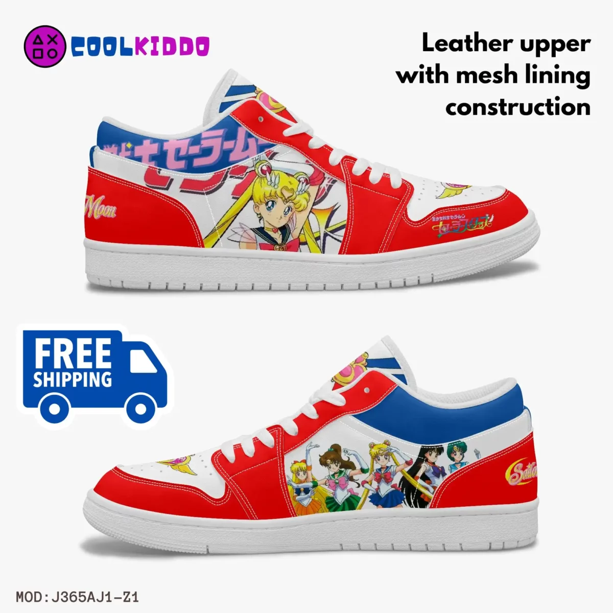 Salior Moon Anime Series Inspired Low-Top Leather Sneakers for youth/adults. Character Print Shoes Cool Kiddo 18