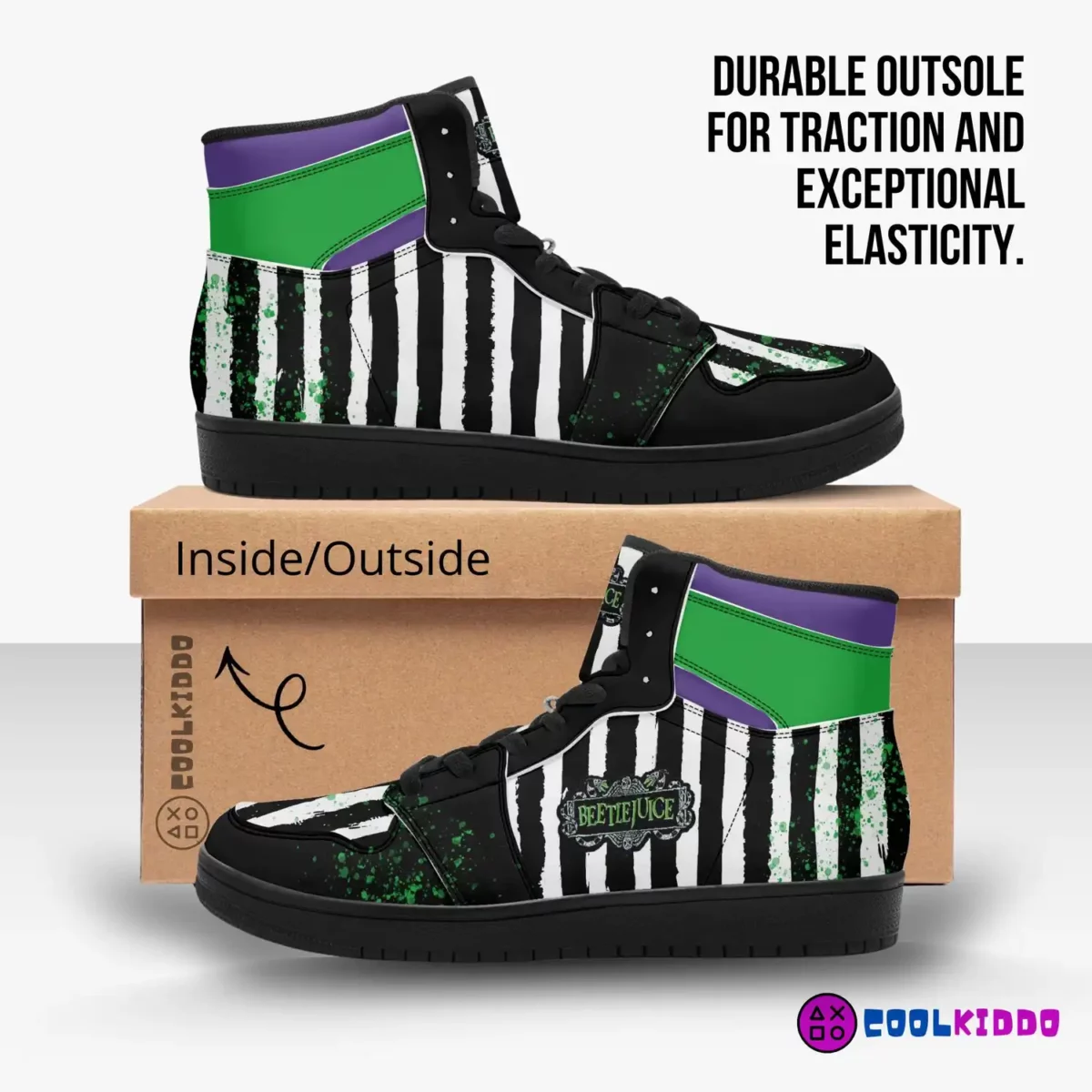 Custom Beetlejuice Movie Inspired High-Top Leather Sneakers, Unisex Casual Shoes for any season Cool Kiddo 14