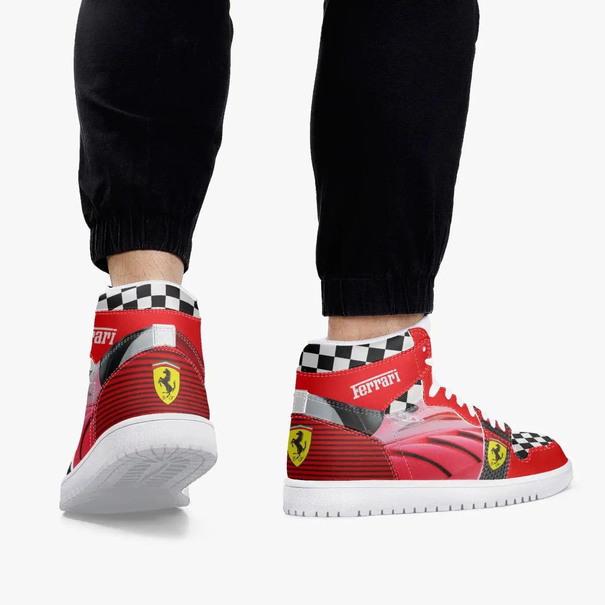 Custom Ferrari Racing Formula One 1 High-Top Leather Sneakers | Adult/Youth Sizes Cool Kiddo 18