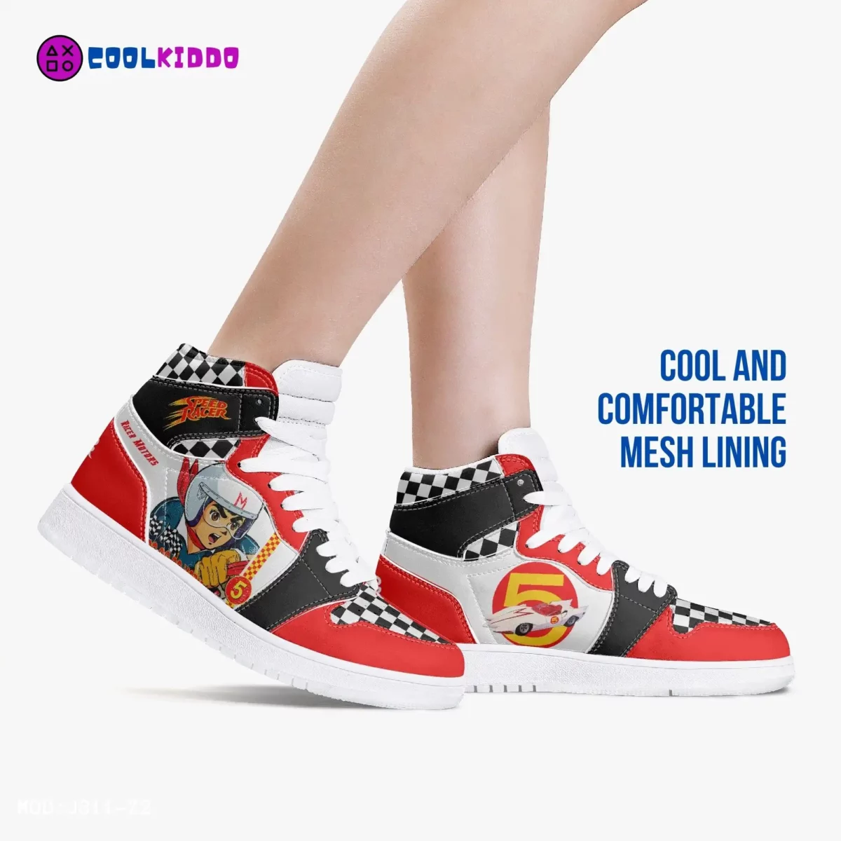 Custom Speed Racer Character High-Top Leather Sneakers Cool Kiddo 16
