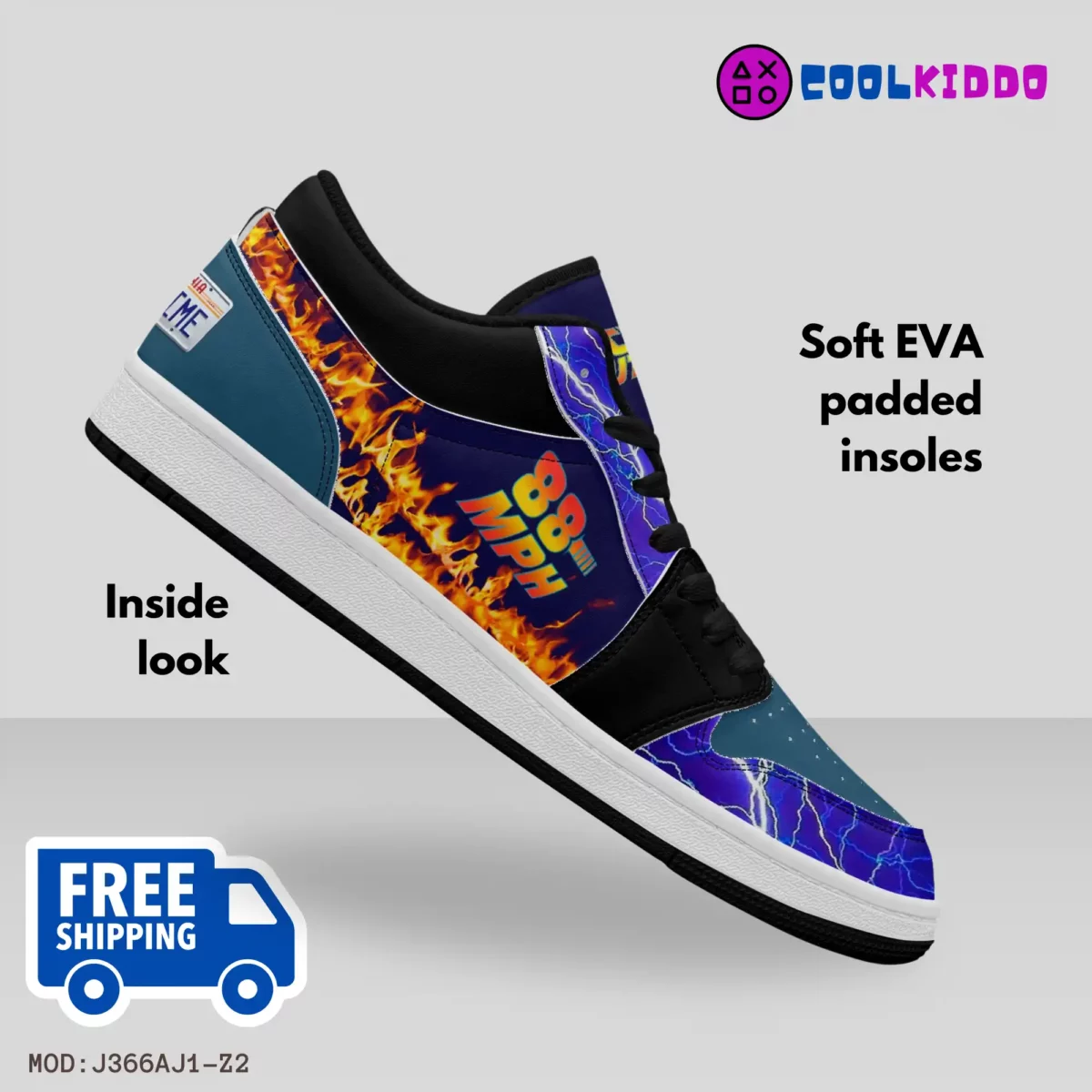 Back to the Future Movie Inspired Low-Top Leather Sneakers – Vintage Print Shoes for Youth/Adults Cool Kiddo 16