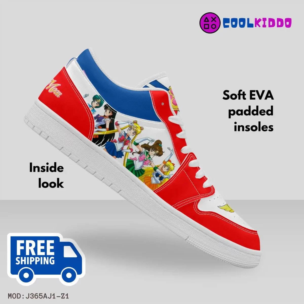 Salior Moon Anime Series Inspired Low-Top Leather Sneakers for youth/adults. Character Print Shoes Cool Kiddo 20