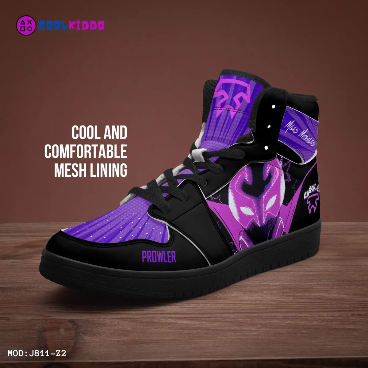 Custom Miles Morales Spiderman Shoes Spider Verse Earth 42 Prowler High-Top Leather Sneakers Cool Kiddo 16