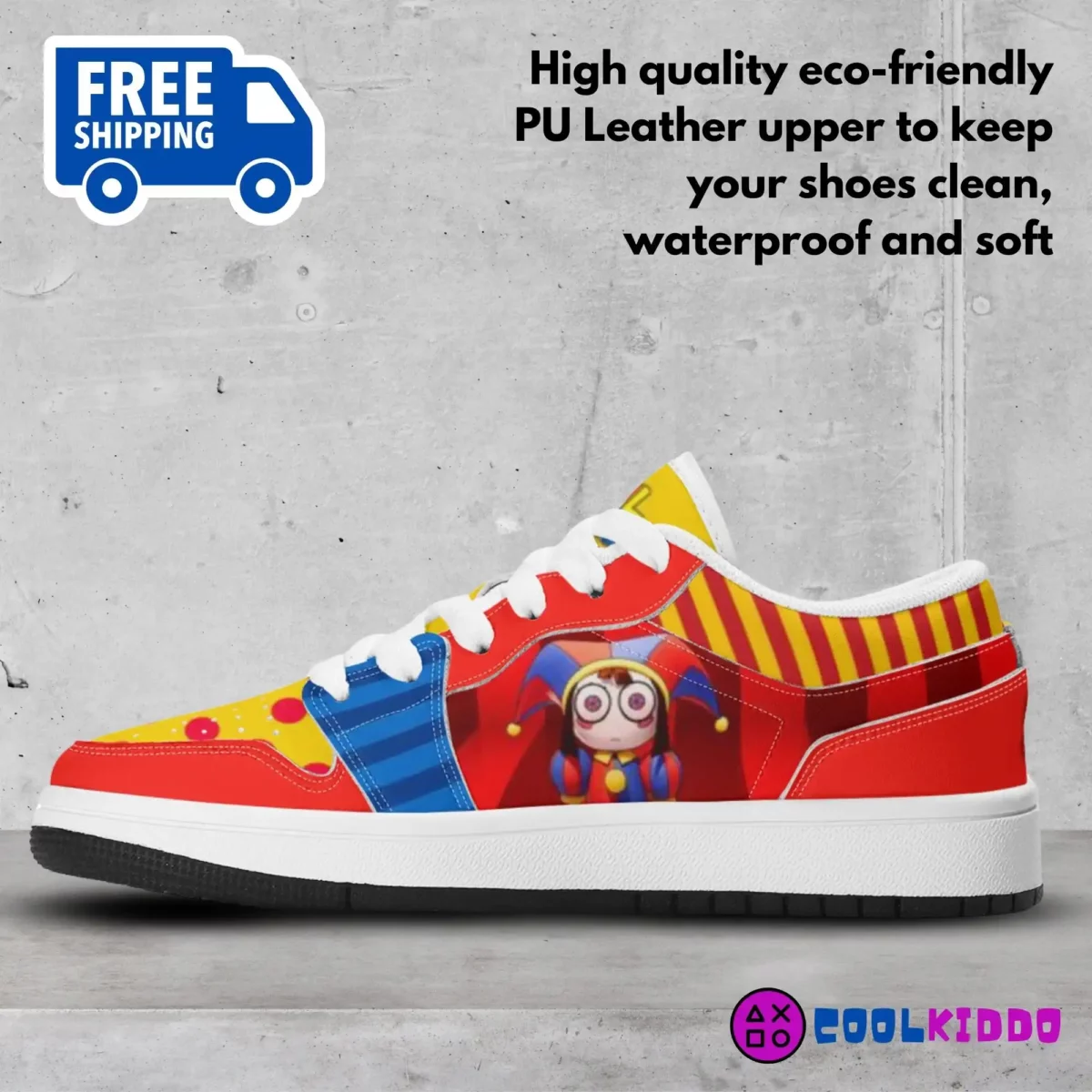 Personalized The Amazing Digital Circus Leather Low-Top Sneakers for Kids | Unisex Casual Shoes Cool Kiddo 16