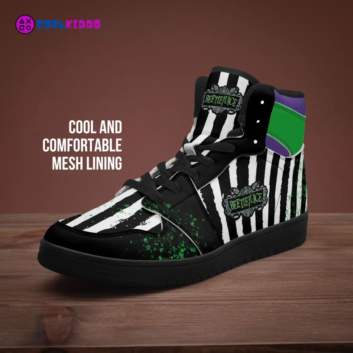 Custom Beetlejuice Movie Inspired High-Top Leather Sneakers, Unisex Casual Shoes for any season Cool Kiddo 18