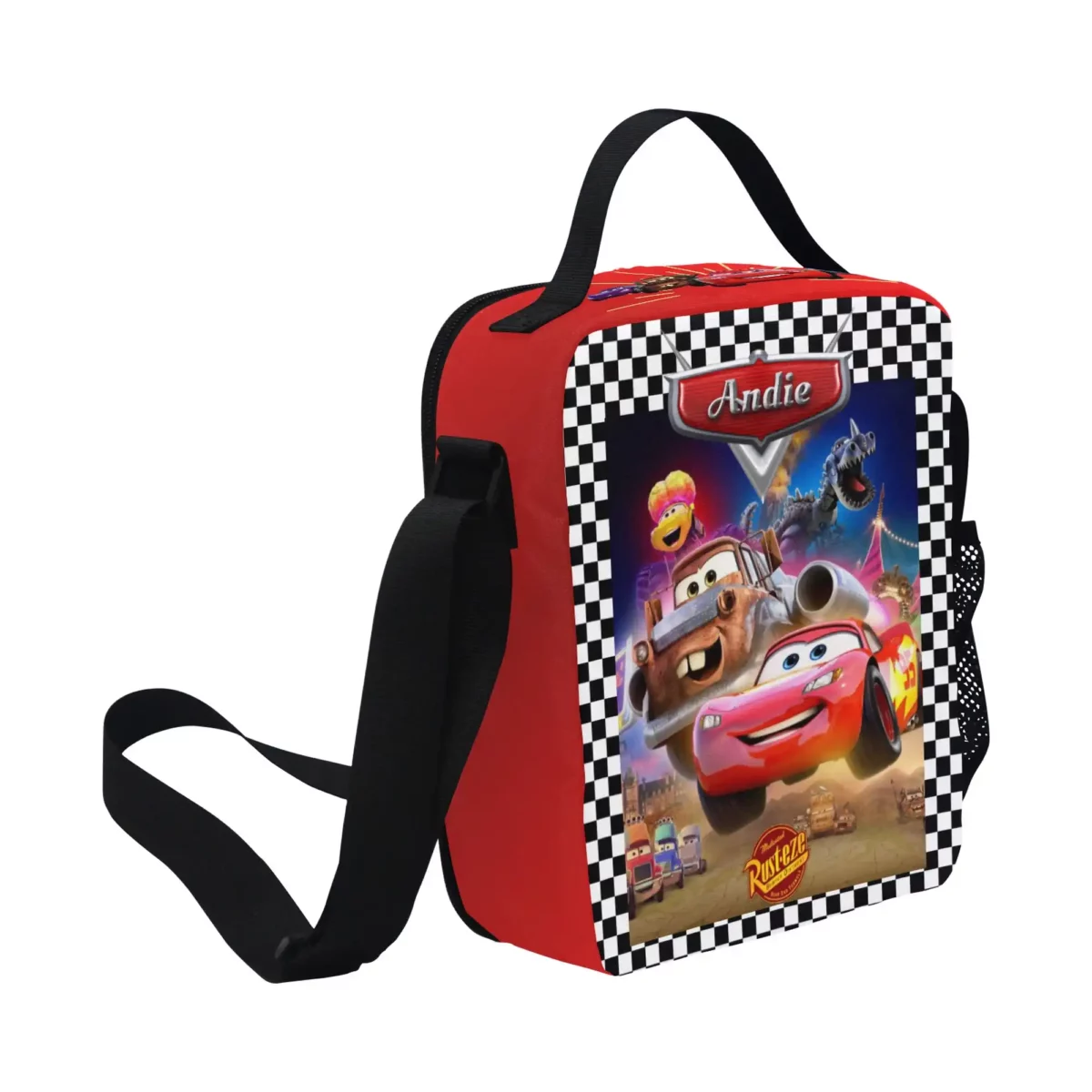 Personalized Lightning McQueen Lunch Bag for kids. Insulated interior Lunchbox from Cars Cartoon Cool Kiddo 18