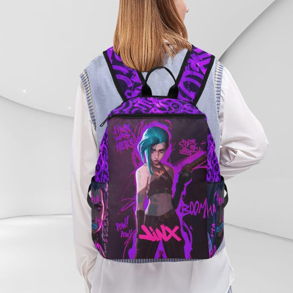 Jinx Character from ARCANE LoL Series – Lightweight Casual Backpack for Kids and Youth ?? Cool Kiddo Jinx Character from ARCANE LoL Series - Lightweight Casual Backpack for Kids and Youth