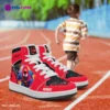 Personalized Spiderman Sneakers for Kids | Miles Morales Spider Verse Character High-Top Leather Black and Red Shoes Cool Kiddo 32
