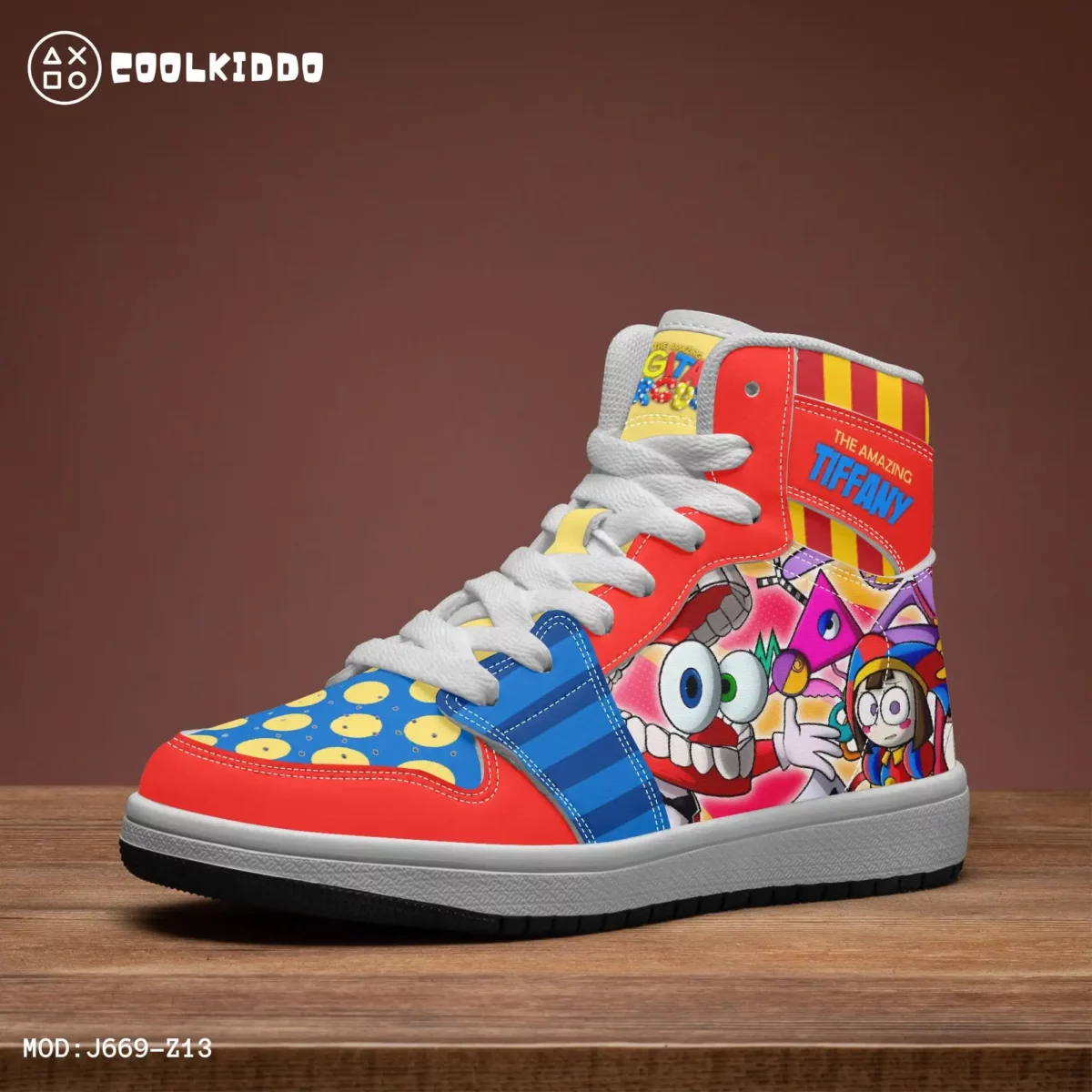 Personalized Name The Amazing Digital Circus Inspired High-Top Shoes, Leather Sneakers for Kids Cool Kiddo 18