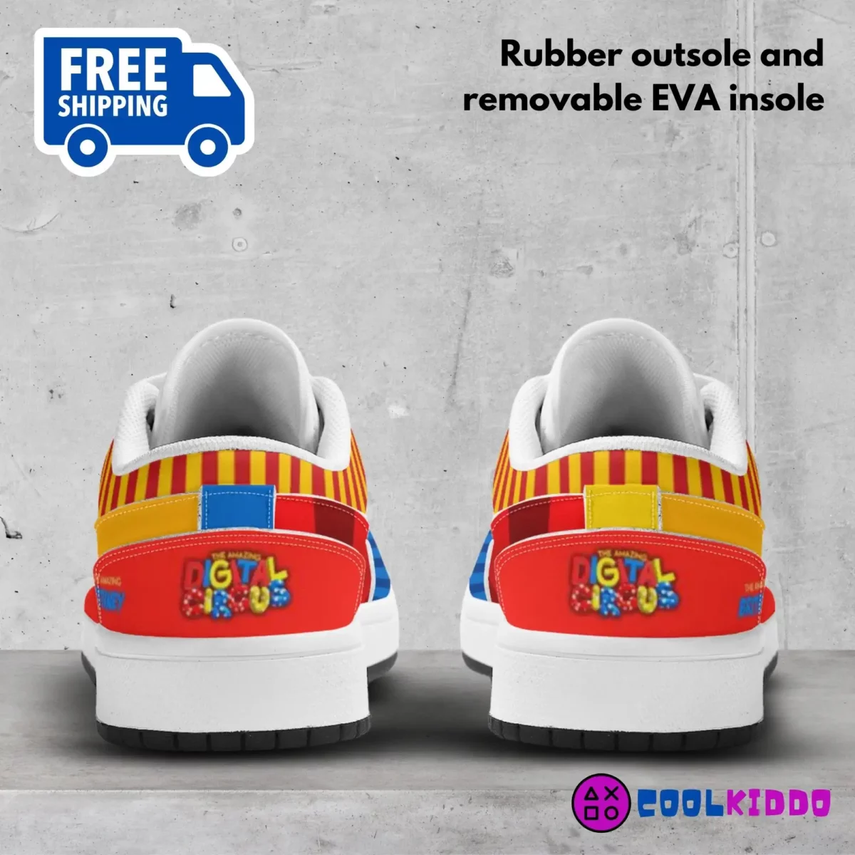 Personalized The Amazing Digital Circus Leather Low-Top Sneakers for Kids | Unisex Casual Shoes Cool Kiddo 18