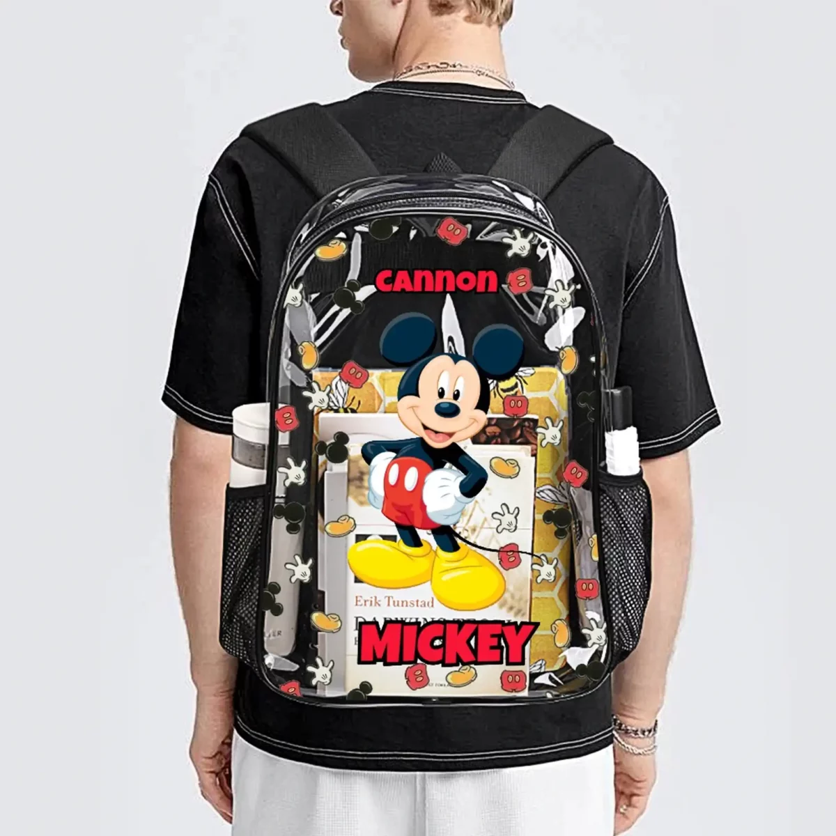 Mickey Mouse Personalized Transparent Backpack – 17 Inches Clear Book Bag Cool Kiddo 20