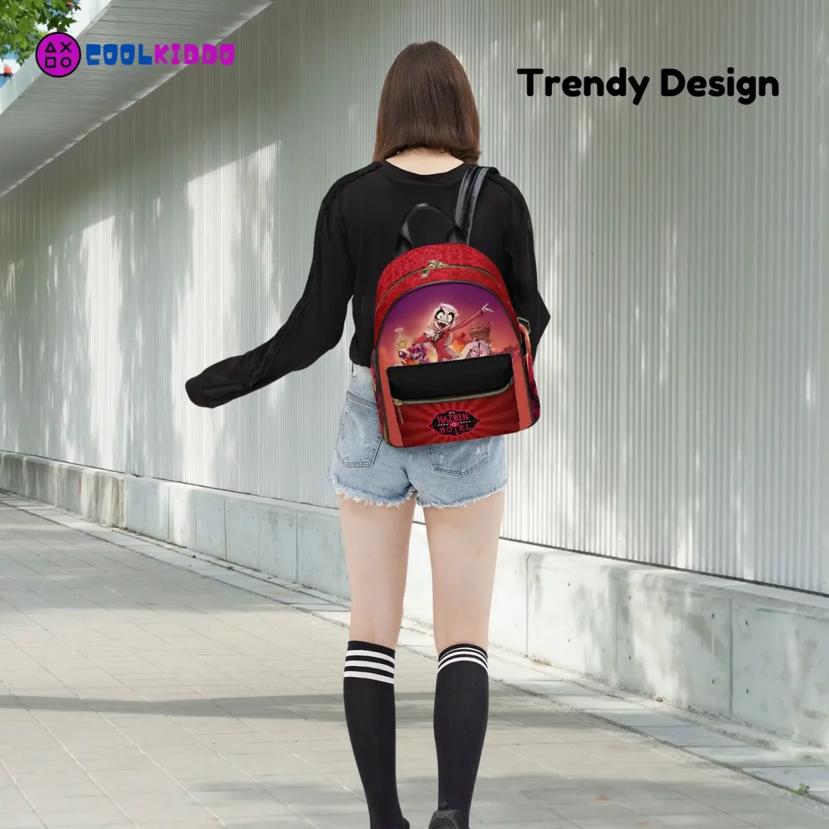 Hazbin Hotel Characters Print Mini Leather Backpack for Girls/Youth