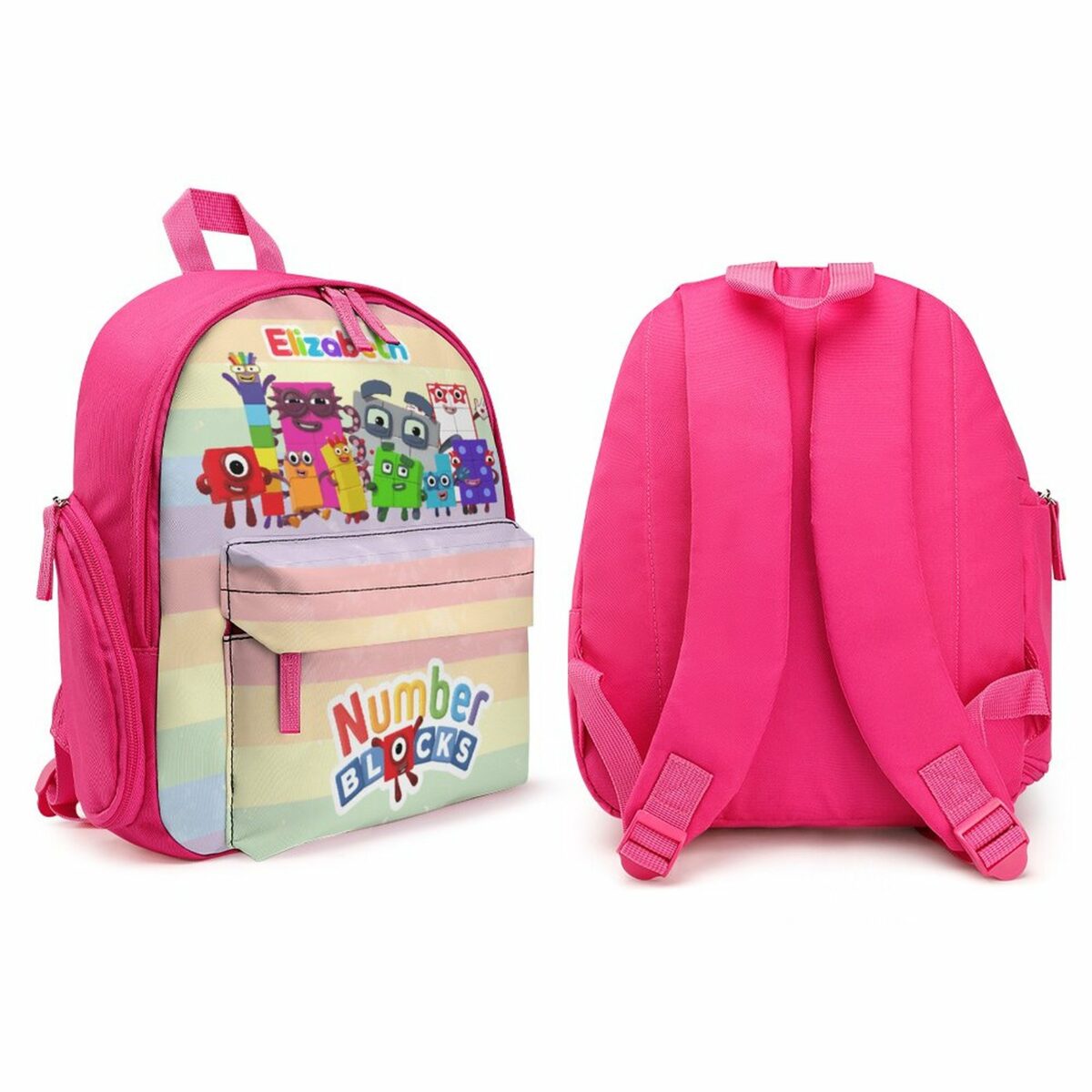Personalized Number Blocks Children’s School Bag – Pink Toddlers Backpack Cool Kiddo 16