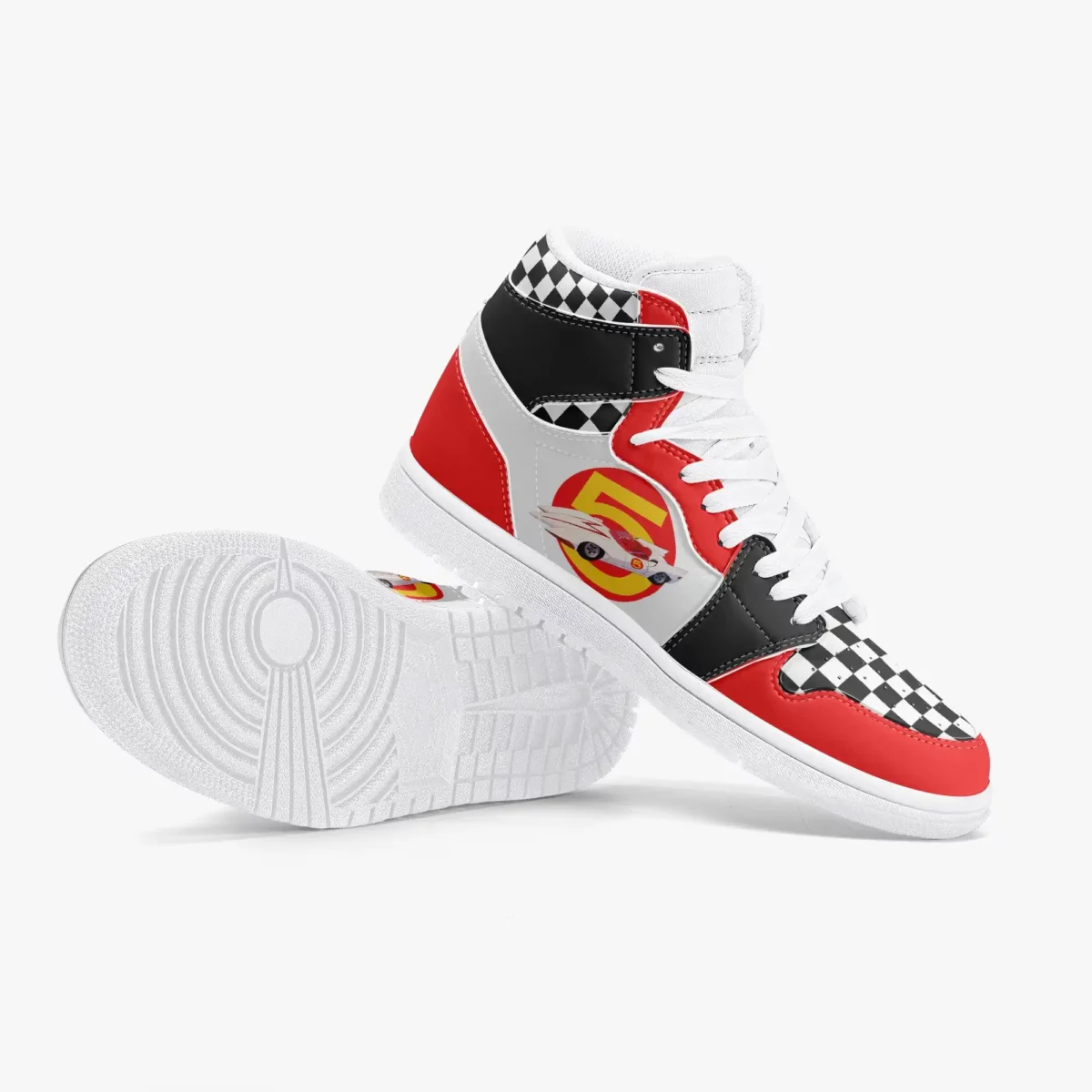 Custom Speed Racer Character High-Top Leather Sneakers Cool Kiddo 22